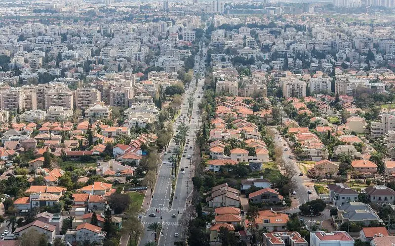 מבט אווירי על שכונות המגורים ברעננה